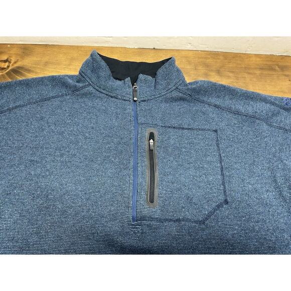 Mountain Hardwear Sweater Mens XL Blue Wool Blend 1/4 Zip Pullover Outdoors - Picture 2 of 16